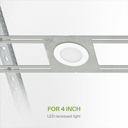 ASD 6 Pack New Construction Mounting Plate Round Hole - 4 Inch Flat Galvanized Steel Wafer Light Rough in Plate, Shallow Light Fixture Mounting Bracket for LED Recessed Lighting - color: Symmetric 4", size: 6 Pack
