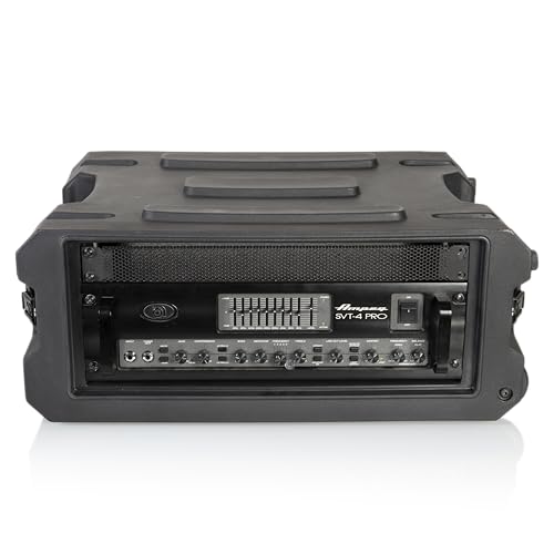 Gator Cases Pro Series 4U Rolling Rack Case with 19" Depth, Tow Handle & Recessed Wheels, Roto Molded Made in USA (G-PROR-4U-19) - size: 4U Rack Space, style: Rolling Rack - 19" Deep