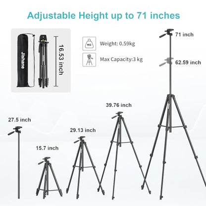 71 Inch Lightweight Tripod for Camera & Phone with Wireless Remote | Comes with phone holder and carry bag,travel-friendly,2-in-1 selfie stick and tripod design,Aluminum portable alloy body