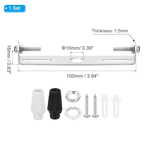 PATIKIL 100mm Ceiling Light Plate Kit, 1 Set Light Fixture Mounting Bracket Plate Steel Crossbar for Home Pendant Wall Light with Screw Washer Nut 2 Color Cap - size: 100mm