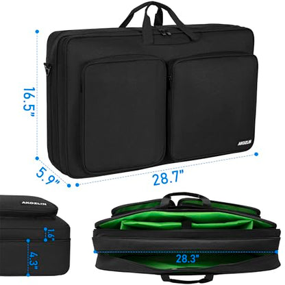 AKOZLIN Multi-layer Controller Gig Bag Padded Mixer Carry Case Fits for Pioneer RX/NI Traktor Kontrol S8/DDJ SX SX2 SX3/DDJ 800/DDJ FLX6/DDJ 1000 1000SRT/Denon MC7000 - size: 28.4"X16.5"X 5.9" for DDJ SX/1000