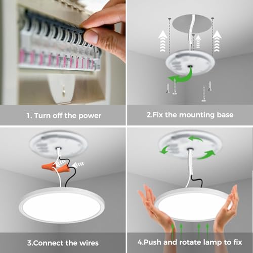 zemty 12 Inch LED Ceiling Light with Night Light 1800K, 3000K/4000K/6500K Dimmable Light Fixtures with Remote Control,24W 2400lm Flush Mount Ceiling Lamp for Bedroom LivingRoom Bathroom Kitchen-White - color: White, size: 12in-1Pack