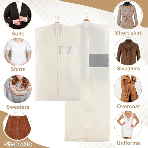 Aliceset 6 Pcs 40'' and 65'' Cotton Garment Bags for Hanging Clothes Canvas Suit Bags for Clothes Coats Jackets Shirts Closet Storage Travel Gusseted Hanging Garment Cover - size: 40 inches 65 inches