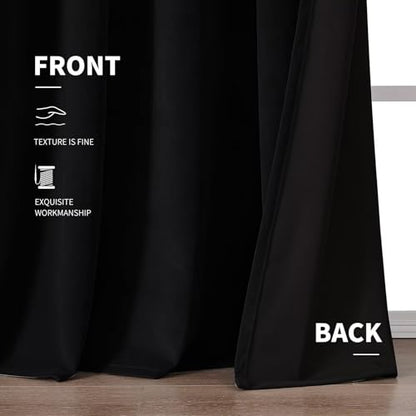 CUCRAF Black Velvet 100% Blackout Curtains 72 inches Long, Thermal Insulated, Noise Reducing Rod Pocket Luxury Drapes for Bedroom Living Room(52x72 inches, 2 Panels) - color: Black, size: 52"W x 72"L (Pack of 2)