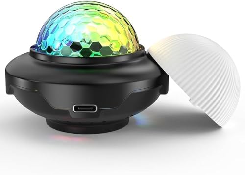 LED Disco Ball Stage Light, USB Powered Party Lighting with Color Changing Dome, Black Base