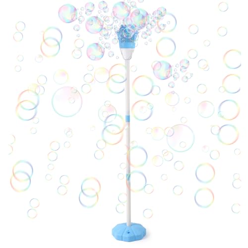 Palksky Bubble Machine with Lights for Outdoor, Automatic Bubbles Blower Maker for Kids Toddlers, Height 47 Inches Battery Bubbles Blower Machine for Wedding Birthday Party - style: Bule Stand Bubble Machine
