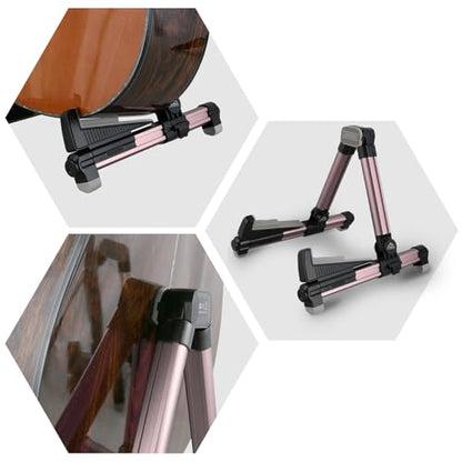 EASTROCK Portable Tripod A Frame Aluminium Music Stand,Pink | Folding Guitar Stand,for Acoustic Electric Guitars, Bass, Violin, Ukulele, Banjo - color: pink