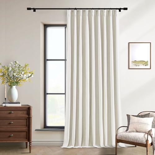 90 Inch Pinch Pleated Linen 100% Blackout Curtains Extra Wide Natural 60x90 - color: Natural Linen, size: 60"W x 90"L (Pack of 1)