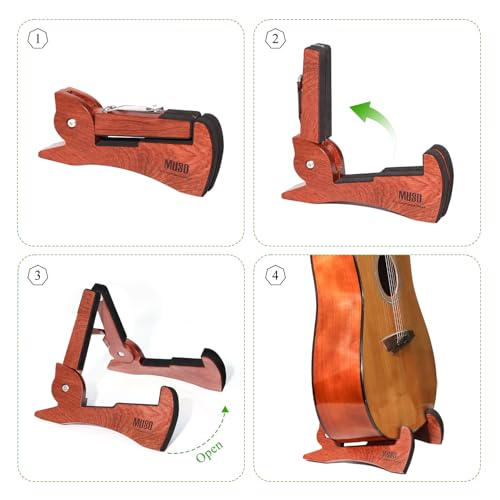 Guitar Stand, Acoustic Guitar Stand with Padded Foam, Classical Electric Guitar Stand,Folding Bass Guitar Display Stand Travel Guitar Stand, Compatible with Mandolin, Bass, Banjo, Ukulele,Rabbit-Shape Patented (Rosewood) - color: Rosewood