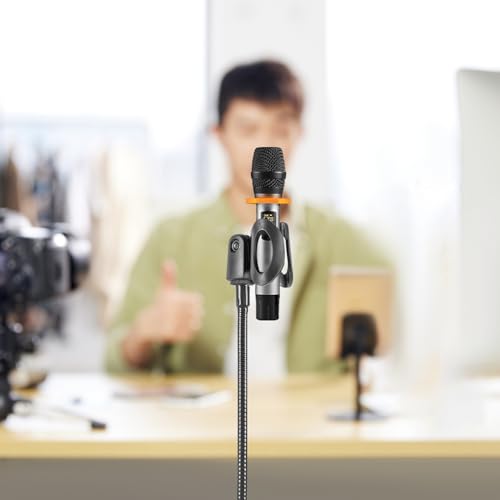 Adjustable Gooseneck Microphone Stand, Flexible Podium Microphone Holder, 13" Adjustable Mic Arm with Desk Clamp, Mic Stands with Desk Clamp for Podcast Meeting Radio Broadcasting Studio Live