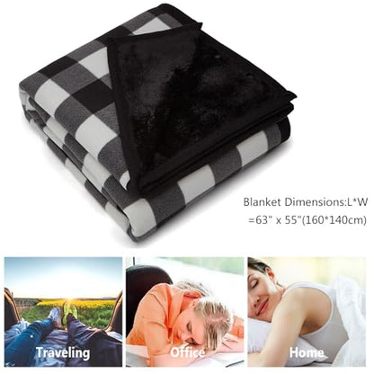forestfish Fleece Wearable Blanket Oversized, Comfy Lightweight Lap Blanket Poncho Throw with Buttons, 63“x 55”(Black) - color: Black, size: Large(63"x55")