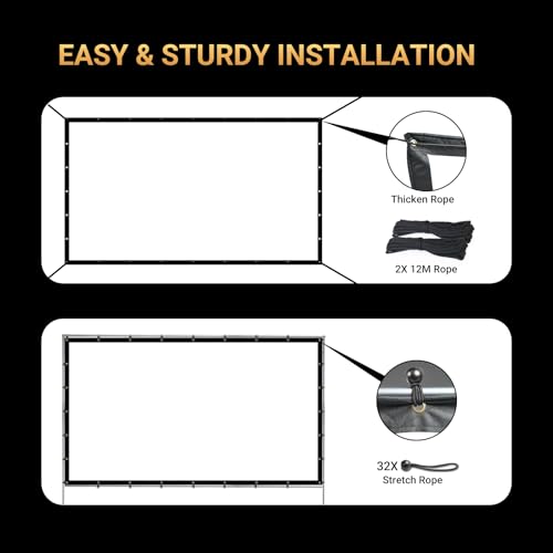 300 inch Projector Screen Upgraded, Straight Edges, Foldable, Washable and Wrinkle-Free - for Indoor Home Theater and Outdoor Cinema -White 16:11 by IOLIEO - size: 300'' Diagnol