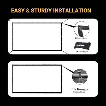 300 inch Projector Screen Upgraded, Straight Edges, Foldable, Washable and Wrinkle-Free - for Indoor Home Theater and Outdoor Cinema -White 16:11 by IOLIEO - size: 300'' Diagnol