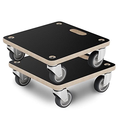 Furniture Mover Dolly Portable Wood Rolling Mover for Heavy Furniture Sofa Cabinet Refrigerator, with 4 360° Rotatable Rubber Universal Wheels, 550 Lbs Capacity, Black (2 Packs) - color: Square