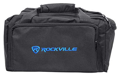 Rockville RLB80 Universal Travel Bag Fits 4x Slim Par Lights+Controller+Cables | Fits Controller, Removable Compartment Dividers, Zippered Front Pocket, Padded Handles, 3 lbs, Carry Case, Thick Padding