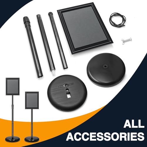 2 Pack Sign Holder Stand 8.5x11 inch, Height Adjustable Floor Standing Signage Stand with 360° Rotated Frame, Outdoor Indoor Poster Stand with Base for Business, advertising, Malls - size: Sign Holder Stand 8.5x11 - 2 Pack