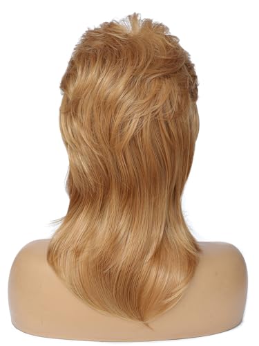 Mullet Wig, Retro Rocker Style Wig, 80s & 90s Costume Glam Party Accessory, Ideal for Halloween and Cosplay (Strawberry Blonde) - color: w57-Strawberry Blonde