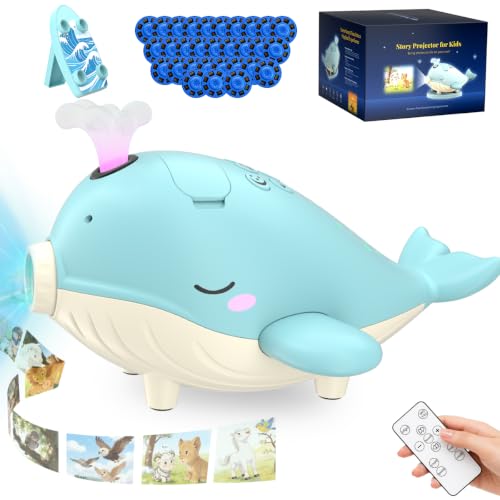 Kids Story Projector for Ages 3-7 with 30 Story Cards,Screen-Free Storytelling Device with Remote, Adjustable Stand, Portable Rechargeable, 160+ Audio Tracks, Gift for Boys & Girls