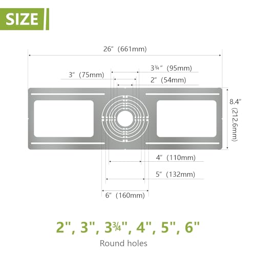 24-Pack New Construction Mounting Plate, 2-3-4-5-6Inch, LED Recessed Lighting Housing Kits, Flat Steel Rough-in Bracket Fixture for LED Light Bar, Shallow Recessed Lighting Housing Plate - color: Symmetric 2-3-4-5-6", size: 24 Pack