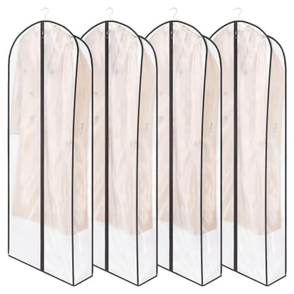 Zilink Leather Jacket Coat Storage Bags Dress Bags for Gowns Long 60 in | 7in Gussted, Wrinkle Free, Breathable, Dust Covers for Hanging Clothes for Leather Jacket Fur Coat Puffy Dress Storage, 4Pack - size: 60"-4pcs