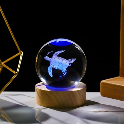 3D Sea Turtle Gifts for Women - Crystals Ball 60mm - Sea Turtle Figurines Decor Glass Animals Figurine - Gifts for Room, Birthday, Lovers, Keepsake, Paperweight - style: Big Turtle