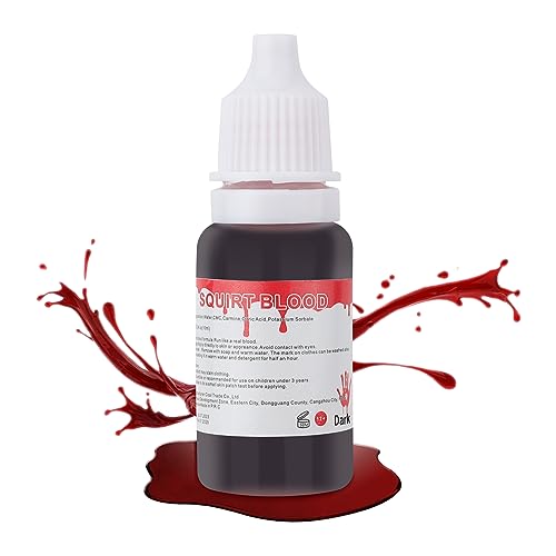 Mysense Dripping Fake Blood Makeup,Realistic Halloween Blood for Eye Blood Drops Nose Bleeds,Washable Squirt Blood for Clothes,Vampire Zombie Monster Costume SFX Scar Wound Makeup,Dark,0.35oz(10ml) - color: Squirt Blood - Dark - 0.35oz