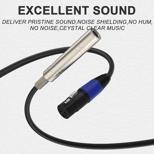 1/4“(6.35 mm) Female to XLR Female 3-Pin Socket Audio Cord, 1.1 Foot, 2 Packs, 6.35mm TRS/TS to XLR Jack Adapter, High-Purity 4N OFC Conductors, for Audio Electronic Devices - size: 1.1 foot, style: 1/4 female to XLR female