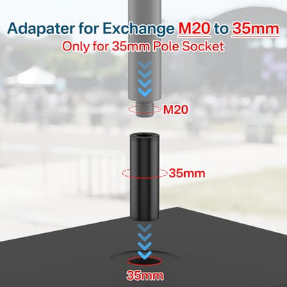 Pair of Metal 35mm Speaker Pole Adapter Exchange M20 to 35mm Subwoofer Speaker Pole Mount for PA/DJ Speakers Pole Mount