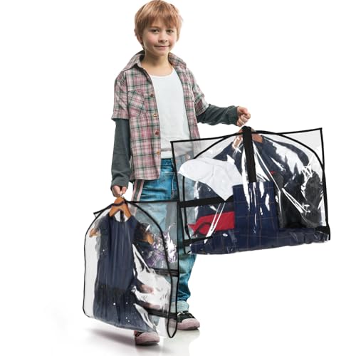 40 Inch Clear Garment Bags for Dance Costumes, 6 Pack, Black | Dance garment bags for Dancers, 3 Zipper Pocket, Foldable Garment Bags for Hanging Clothes, Competitions & Travel - color: Clear Black