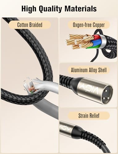 VIOY XLR to 1/4 Cable 20FT, 6.35mm TRS Male to XLR Male Balanced Mic Cord - size: 20FT