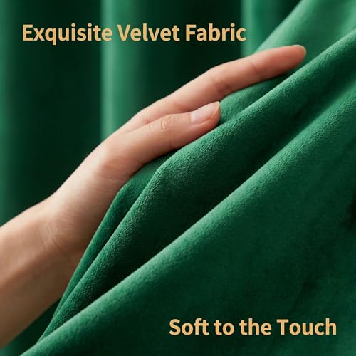 Emerald Green Velvet Curtains 96 inches Room Darkening Thermal Insulated | Super Soft, 2 Panels, Window Drapes with Back Tab & Rod Pocket for Living Room Bedroom, 52" W x 96" L - color: Emerald Green, size: 52"W x 96"L (Pack of 2)