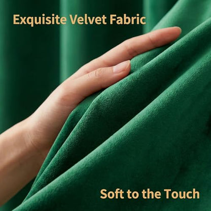 Emerald Green Velvet Curtains 96 inches Room Darkening Thermal Insulated | Super Soft, 2 Panels, Window Drapes with Back Tab & Rod Pocket for Living Room Bedroom, 52" W x 96" L - color: Emerald Green, size: 52"W x 96"L (Pack of 2)
