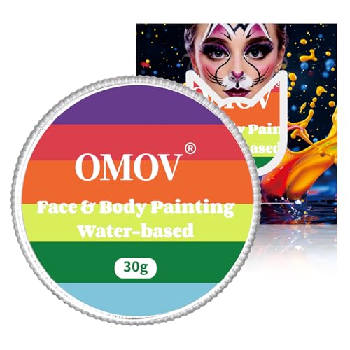 6 Colors Face Paint (1oz) Non-Toxic, Water Based, Rainbow Face Painting Kit for LGBTQ Pride Day Parades,Celebrations Party, Hypoallergenic Face Paint for Kids Adults Christmas Halloween Cosplay - color: Rainbow cake-30g