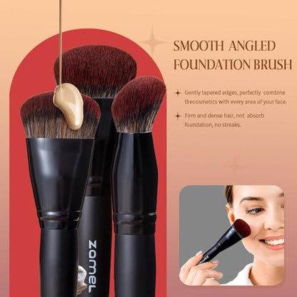 ZAMEL 26Pcs Black labeled Makeup Brushes Set Professional,Full Face ULTRA SOFT Hair Makeup Brush Set Contains large powder Foundation Ultimate Blending Make up Brush set Blush Concealers Eyeshadow - style: 26Pcs Matte Black+Color Box