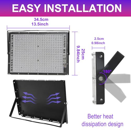 300W LED Black Lights for Glow Party, IP65 Waterproof UV Blacklight Floodlight 395nm Black Light Flood Lights Purple Blacklights Spotlight Fluorescent UV Light Lamp for Halloween Decor (2 Pack) - size: 300W