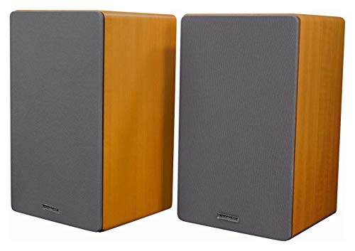 Rockville RockShelf 64C Wood 6.5" Home Theater Bookshelf Speakers, Pair | 400W Peak/100W RMS, 4 Ohm, Kevlar Woofer, Silk Dome Tweeter, Wall Mountable, Magnetic Grill, MDF Cabinet - color: Classic
