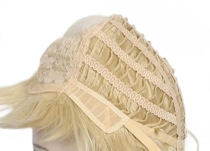 Linfairy Long Wavy Blonde Mixed Wig Big Bouffant Beehive Wigs for Women fits 50s 80s Costume - color: Blonde Mixed