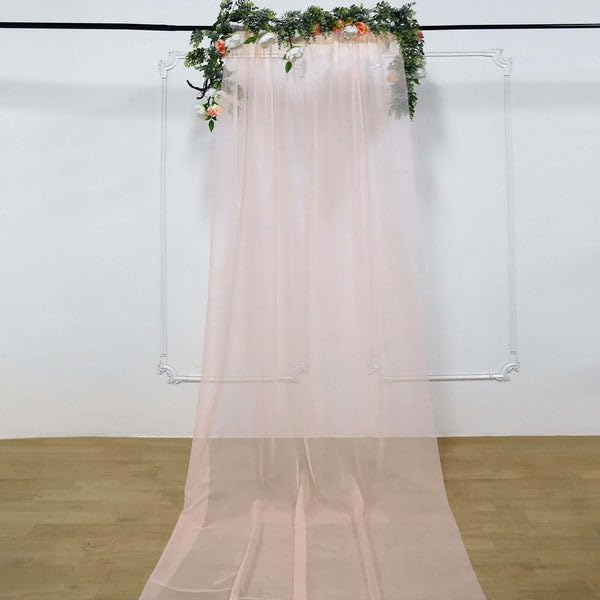 Tableclothsfactory Blush/Rose Gold Sheer Premium Chiffon Curtain Panel Backdrop Drapery with Rod Pockets | 5ft x14ft - color: Blush, size: 5ftx14ft