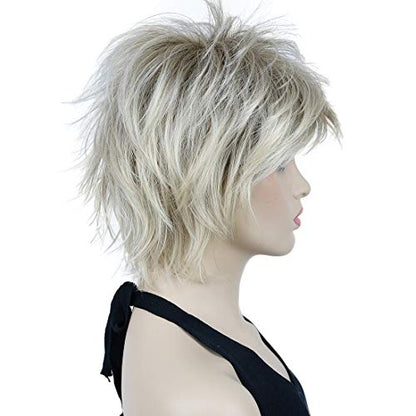 Lydell Short Layered Shaggy Wavy Full Synthetic Wigs (R12-26 Blonde Mix) - color: R12-26 Blonde Mix