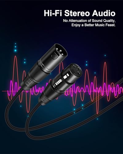 Aqdocvf 2-Pack Premium XLR Cable - 6ft, Male to Female Microphone Cable | Oxygen-Free Copper (OFC) Mic Cord for Speaker Podcast Audio Mixer DMX Effector Amplifier Sound Card, Black - size: 6 Feet