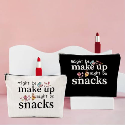 2 PCS Friend Gifts for Women Makeup Bag Snack Bag Funny Gifts Cosmetic Bags | Sister Birthday Christmas Graduation Friendship Gift for Daughter From Mom - might be makeup might be snacks - color: Multicolor 0081