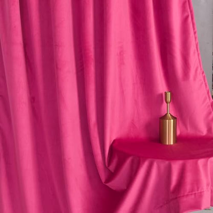 Hot Pink Velvet Curtain Set- Curtains with Bows for Living Room/Bedroom W52 x L84-inch, 2 Panels - color: Hot Pink, size: 52"W x 84"L (Pack of 2)
