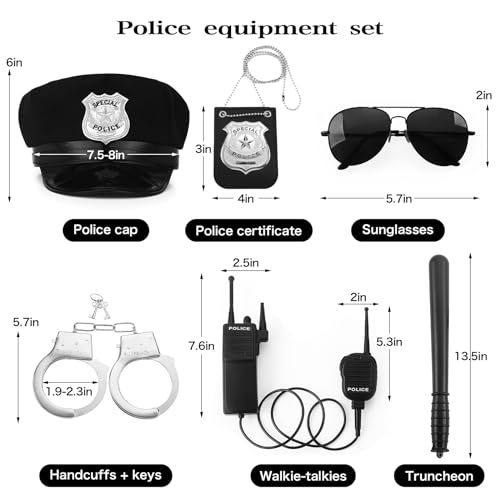 Police Costume Accessories Adjustable Cop Hat for Adults Boys Girls Police Officer Theater Dress Up Theme Party - color: Set-a
