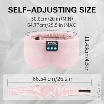Sleep Mask Bluetooth 5.4 Headphones Soft Wireless Headband Eye Mask Blackout with Microphone (Pink) - color: Pink