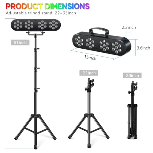 DJ Lights with Stand, Telbum Stage Lights with Stand Sound Activated LED Par Light Set, for Mobile Booth Gig Bar Wedding Church Band