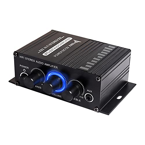 XMSJSIY 12V HiFi Stereo Audio Amplifier for Car 2 Channel HiFi Bass Audio | Subwoofer Amp for Cars CD DVD MP3 Player Speakers