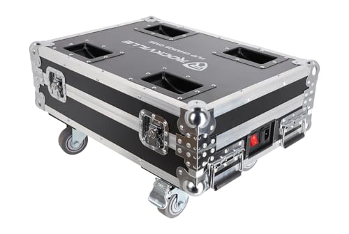 Rockville FLIP CHARGE CASE Charging Travel Road Case For (6) FLIP PAR Lights | Built-in Power Strip, Shockproof Foam, Rolling, Wheels with Brakes, Stackable, Aluminum Frame, Butterfly Locks, Drop-Tested
