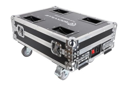 Rockville FLIP CHARGE CASE Charging Travel Road Case For (6) FLIP PAR Lights | Built-in Power Strip, Shockproof Foam, Rolling, Wheels with Brakes, Stackable, Aluminum Frame, Butterfly Locks, Drop-Tested