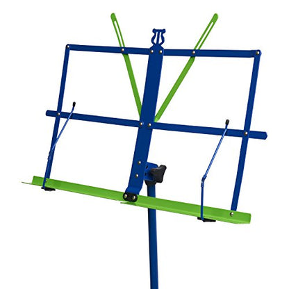 Audio2000'S AST4449 Portable Folding Steel Sheet Music Stand with Dual Steel Links, Extra height Upto 60-Inches, and Carrying Bag, Two-Tone Colors: Blue and Green