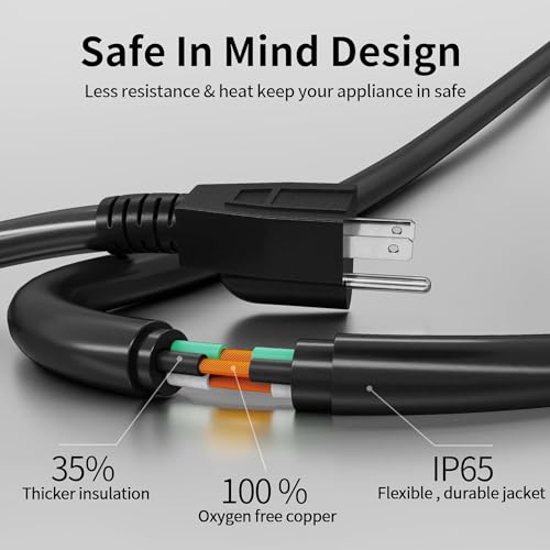 1 FT 5 Pack Indoor Extension Cord 16 Gauge, Short Power Cable | Black 1 FT 5 Pack 3 Prong Flexblie SJTW Cold Weatherproof -50°C Appliance Extension Cord 13 AMP 1625W 16AWG Electric Cable - size: 1FT-5pc